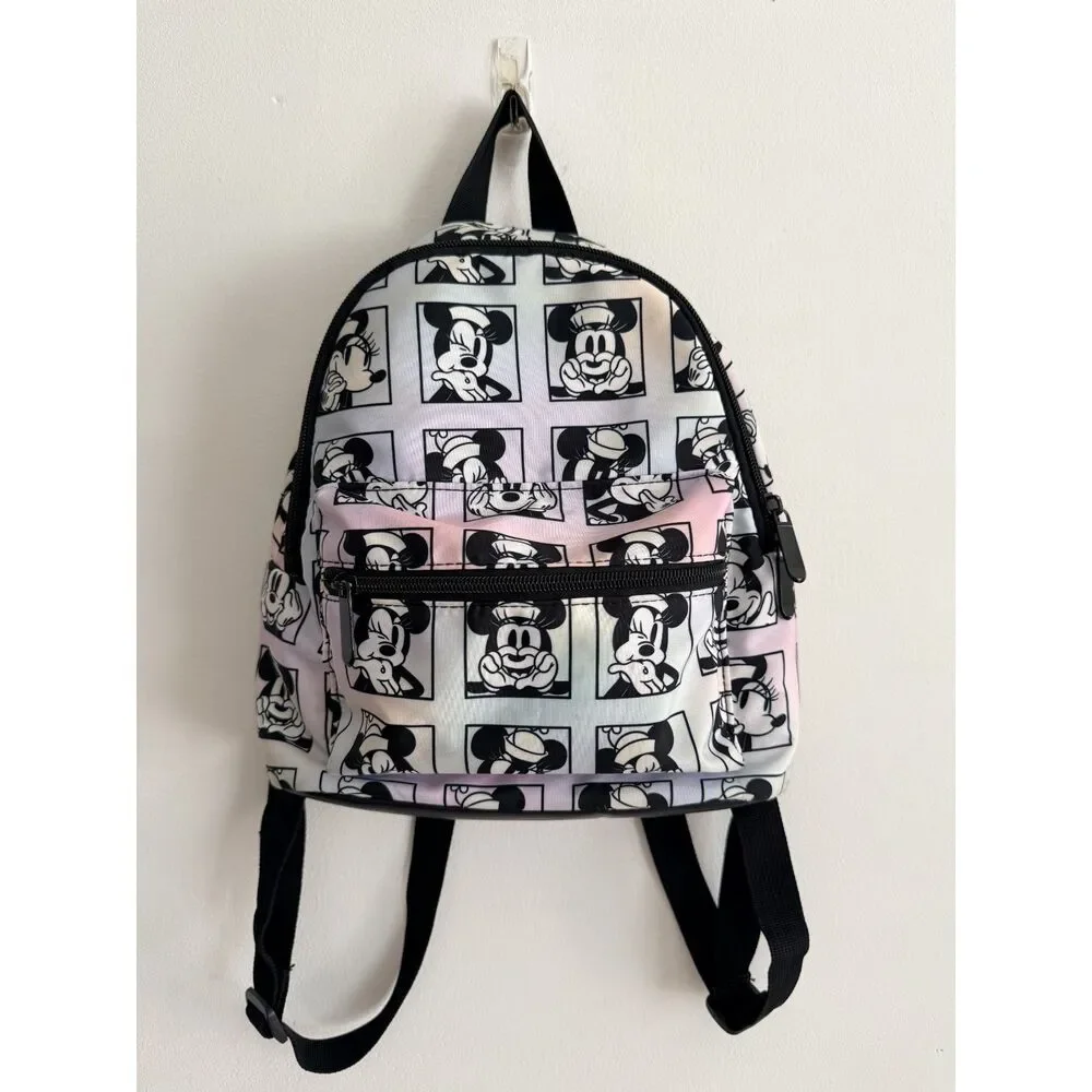 Disney Bioworld Minnie Mouse Mini Backpack Iridescent Pink Black White
